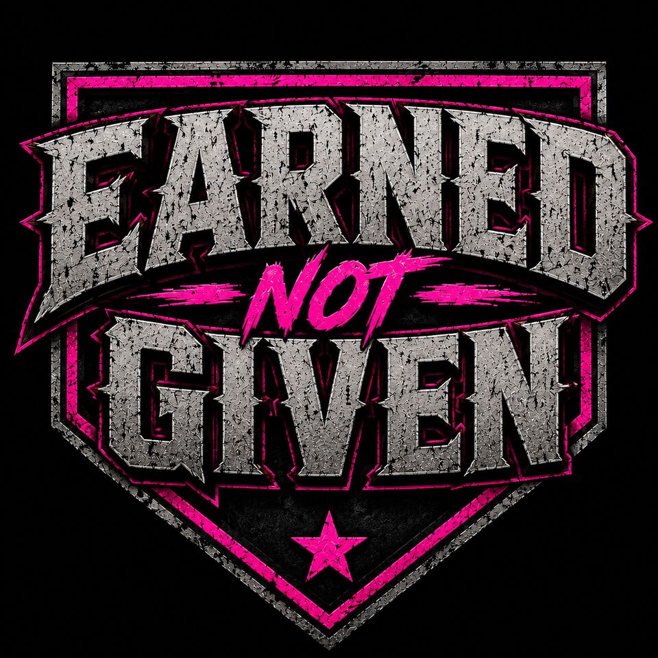 The pink Earned Not Given crest