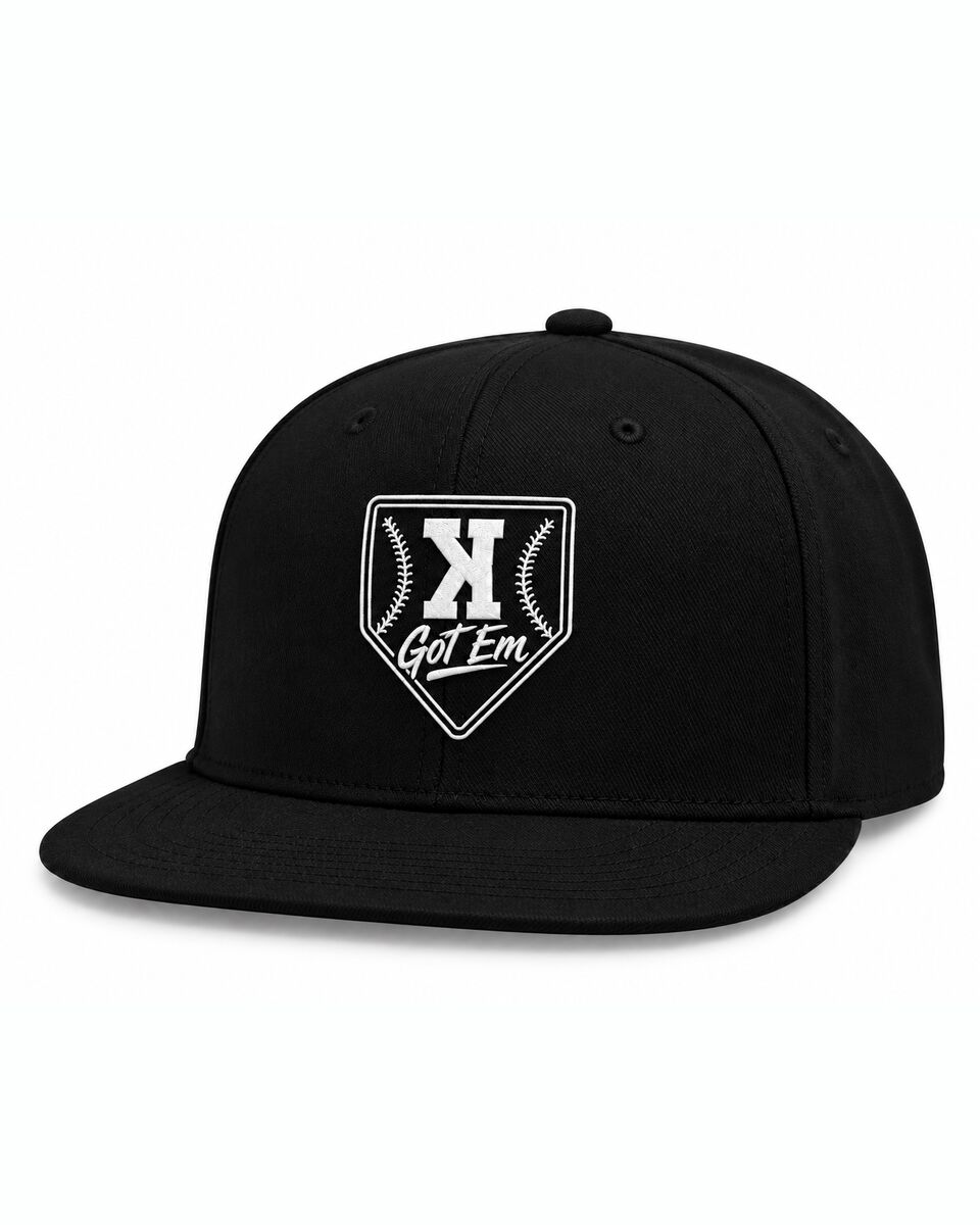 Black Got 'Em flat bill with the logo embroidered in white