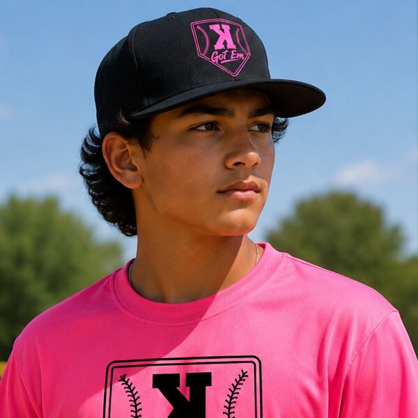 Black Got 'Em hat with a pink crest