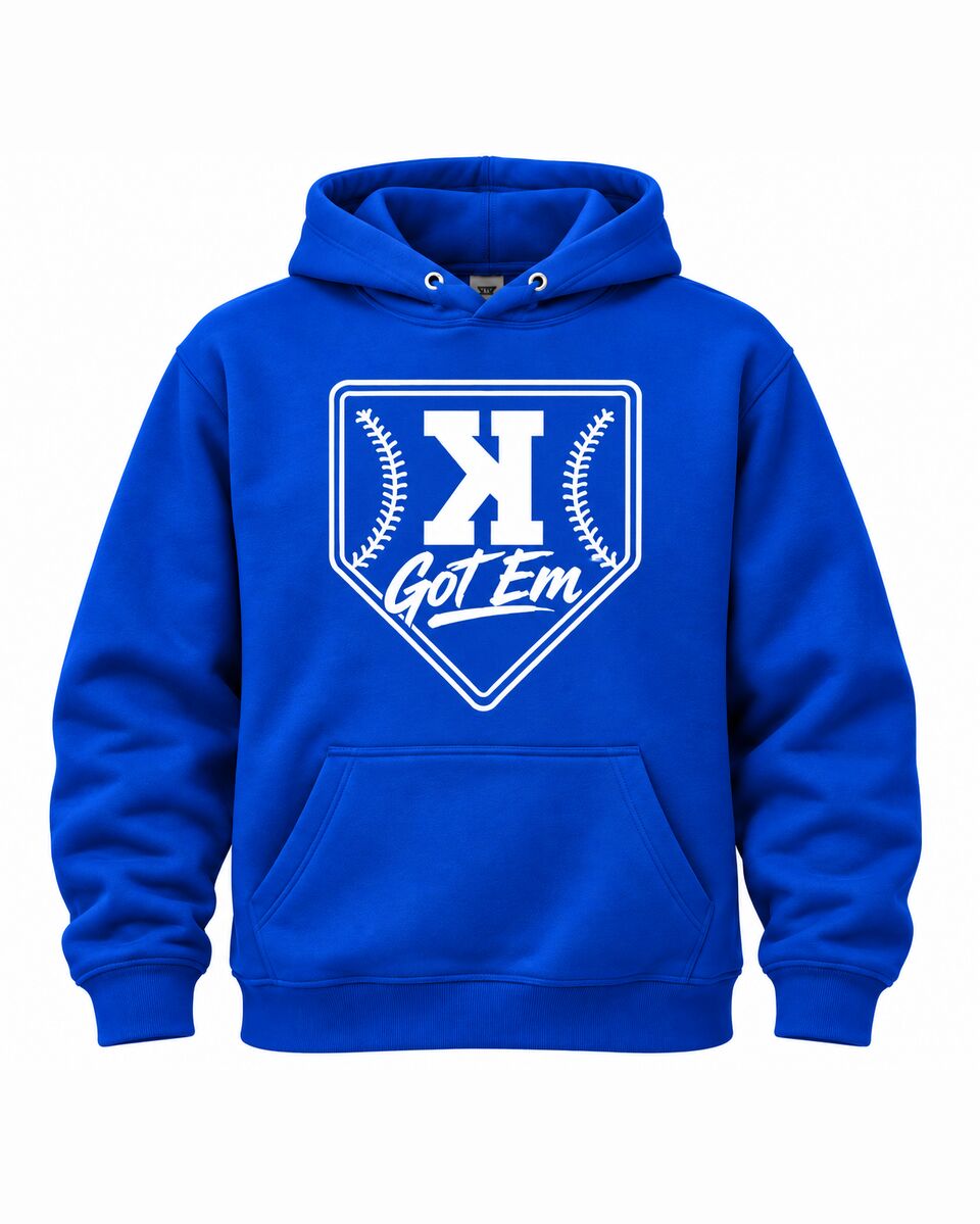 Royal blue Got 'Em hoodie with the white crest