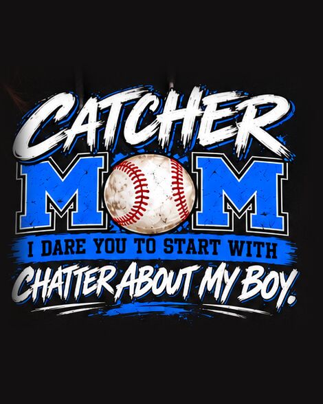 The blue Catcher Mom print up close
